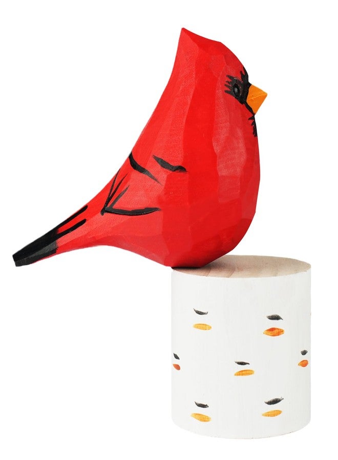 VIPbuy Handmade Wood Bird Figurines, Hand Carved Painted Wooden Bird Ornaments Crafts Home Office Desktop Decor Gifts (Male Cardinal) - Image 3